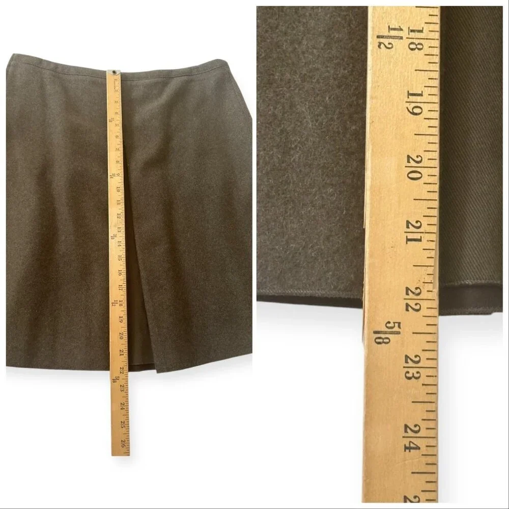 Prada Brown Virgin Wool Pleated Skirt with Cotton Panels